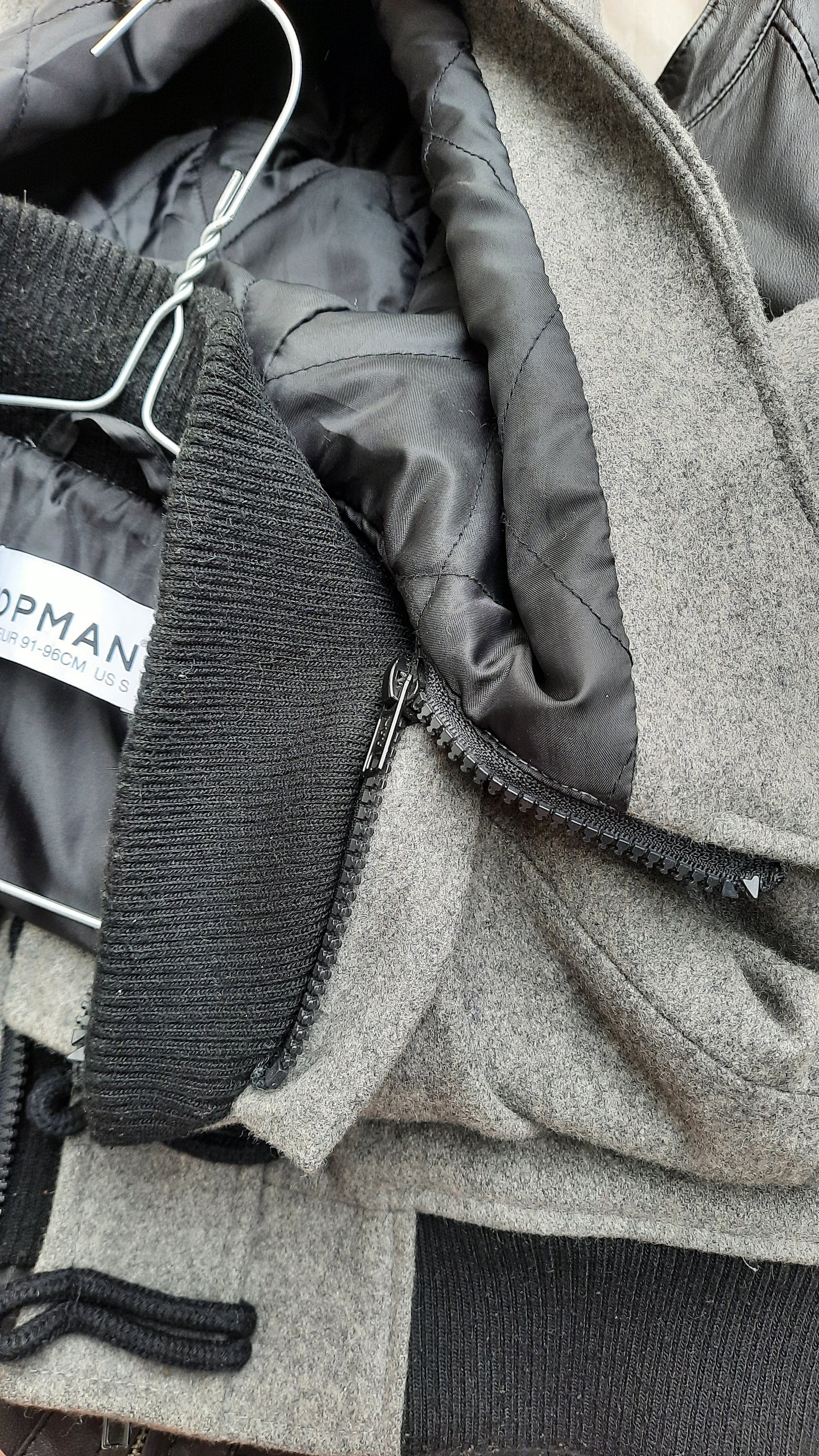 Wool Mix Grey Topman Hooded Bomber Jacket